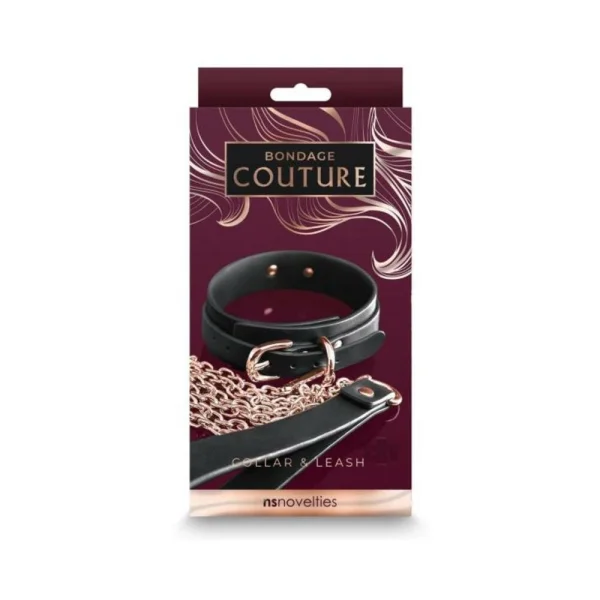Bondage Couture Collar And Leash Black