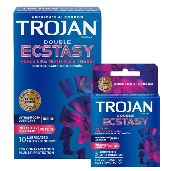 Trojan Double Ecstasy Condoms (with 2 Types of Lube)
