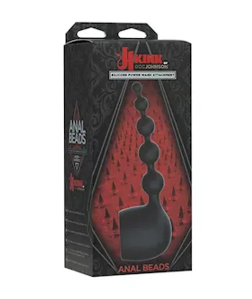 Anal Beads Silicone Wand Attachment - Black — image 4 of 4