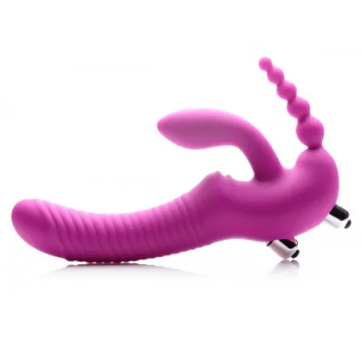 Strap U Regal Rider Vibrating Strapless Strap On Triple Stimulator