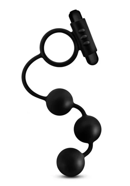 Anal Adventures Platinum - Silicone Anal Beads with Vibrating C-Ring