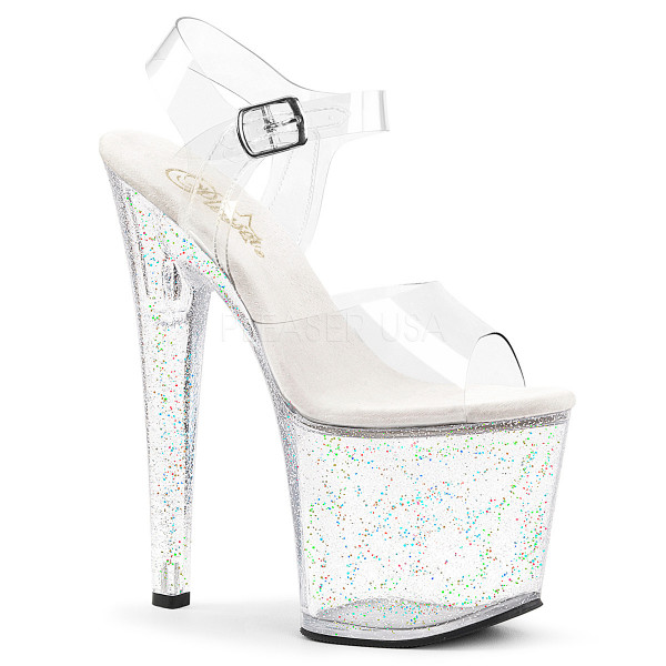 7 1/2 inches Heel, 3 1/2 inches PF Ankle Strap Sandal W/Glitters — image 5 of 8