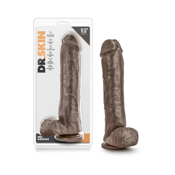 Mr Savage 11.5 inches Dildo with Suction Cup Brown