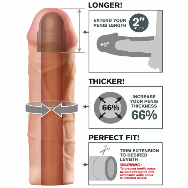 Fantasy X-Tension Mega 2-Inch Penis Extension Sleeve - Flesh