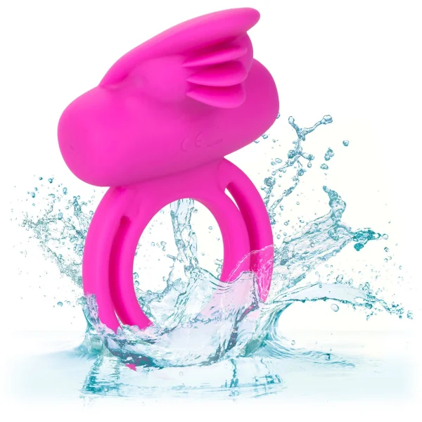Silicone Rechargeable Dual Clit Flicker Vibrating Cock Ring By CalExotics