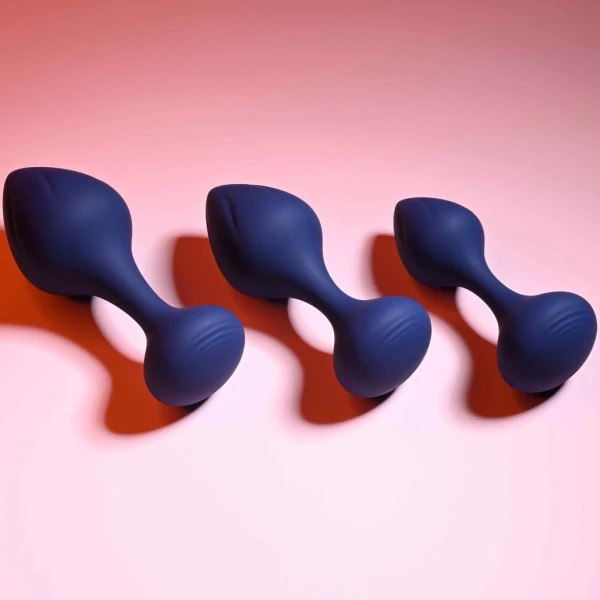 Playboy Pleasure Tail Trainer Silicone 3 Piece Anal Training Kit - Navy
