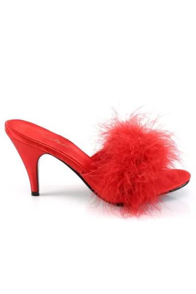 Amour 3" Heel Red Marabou Puff Slippers By Fabulicious by Pleaser