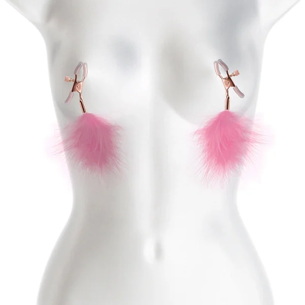 Bound Adjustable F1 Feather Nipple Clamps by NS Novelties - Rose Gold & Black