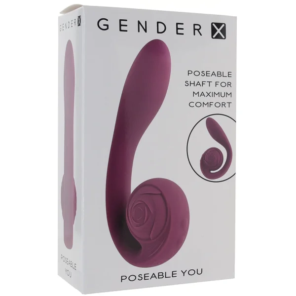 Gender X Poseable You Rechargeable Waterproof Silicone Dual Stimulation Vibrator - Purple
