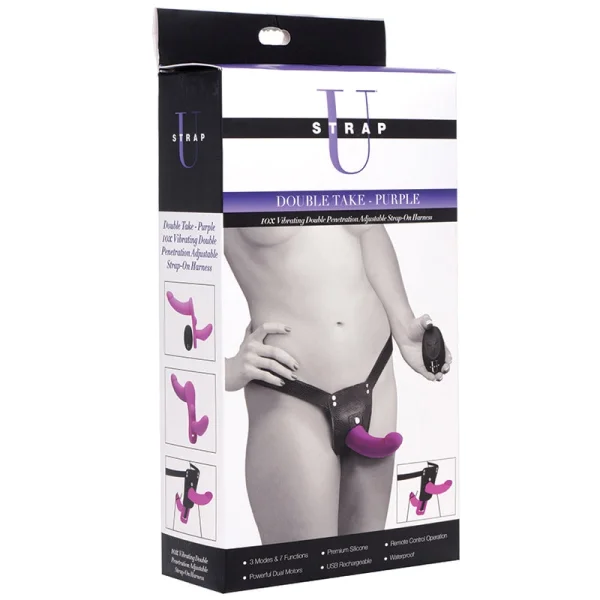 Vibrating Double-Sided Strap-On in Purple