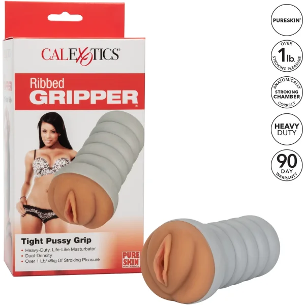 Gripper Ribbed Tight Pussy Brown Masturbator