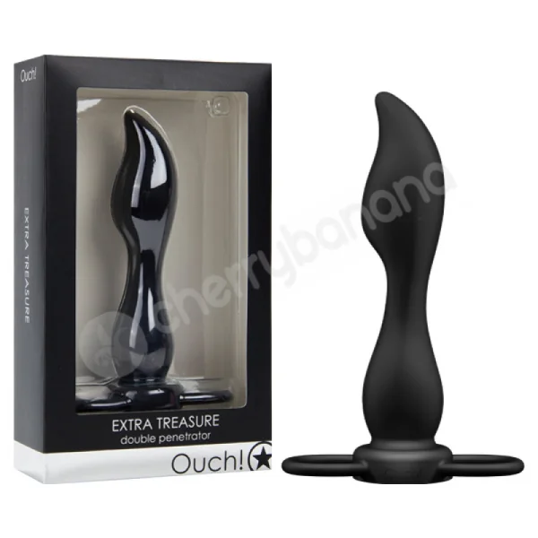 Ouch Black Extra Treasure Double Penetrator Strap-On