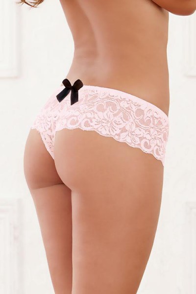 Dreamgirl Pink Lace Crotchless Boyshort