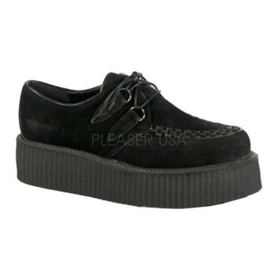 V CREEPER 502S 2 P F Basic Suede Vegan Creeper Shoe Black Faux Suede