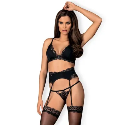 Obsessive Ailay 3 piece Set With Garter Belt