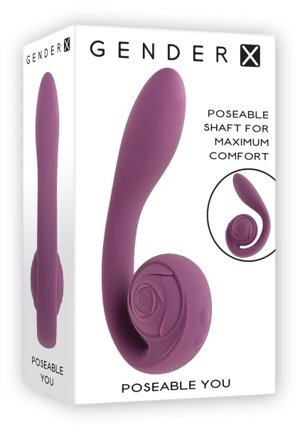 Gender X Poseable You Rechargeable Waterproof Silicone Dual Stimulation Vibrator - Purple