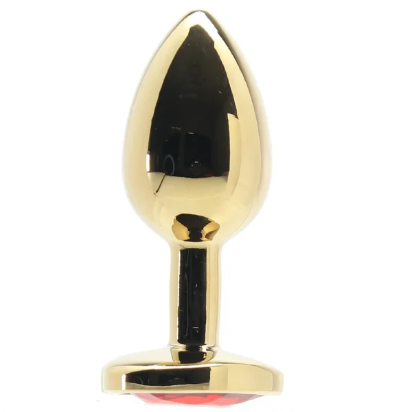 Shots Ouch! Heart Gem Butt Plug Small - Gold/Ruby Red