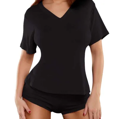 Magic Silk Bamboo Magic V Neck Tee Shirt Black XL