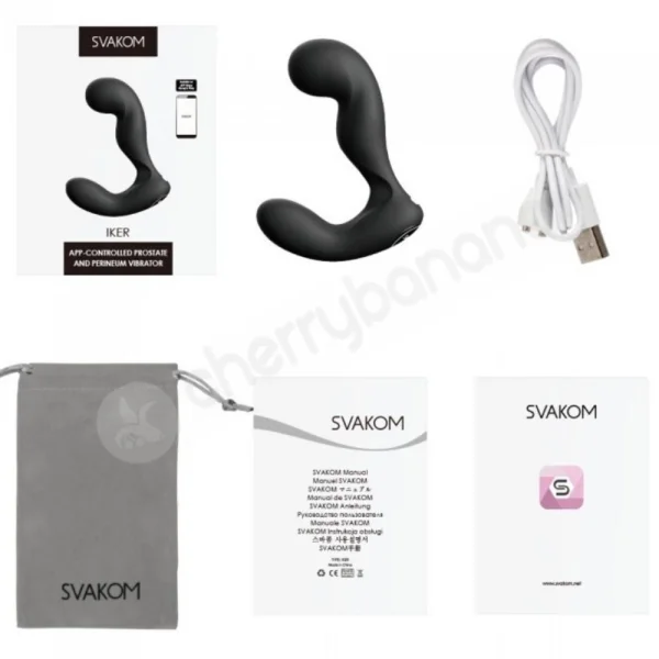 Svakom Iker Black Prostate & Perineum or G-Spot & Clit App Controlled Vibrator