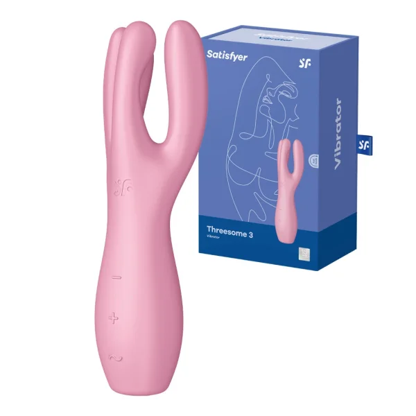 Satisfyer Threesome 3 Rechargeable Waterproof 12-Function Dual Stimulation Vibrator - Pink