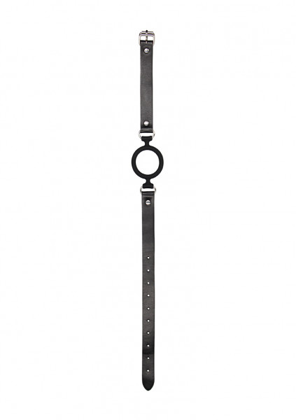 Silicone Ring Gag - With Leather Straps - Black - Bondage sex toys