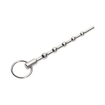 Extra Long Beaded Penis Plug Silver