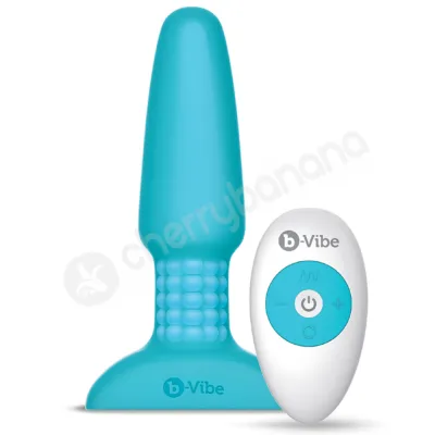 B Vibe Blue Beaded Rimming Vibrating Butt Plug