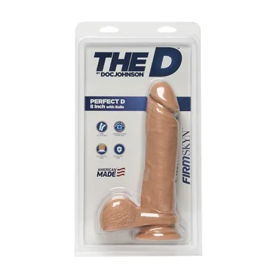 The D Perfect D Dildo With Balls Tan 8 Inch