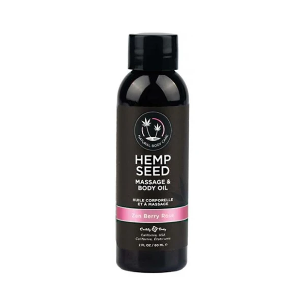 Earthly Body Hemp Seed Massage & Body Oil Zen Berry Rose 2 Oz.