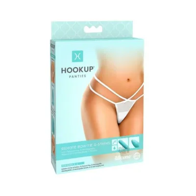 Hookup Remote Bow tie G string White Fits Size S l