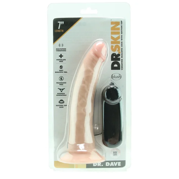 Dr. Skin - Dr. Dave - 7 Inch Vibrating Cock With  Suction Cup - Vanilla Ea
