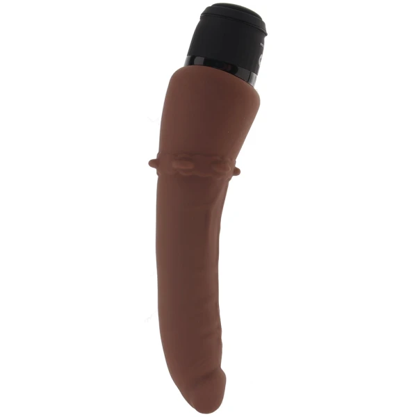 Powercocks Slim Anal Realistic Silicone Waterproof Rechargeable 7" Vibrator - Chocolate