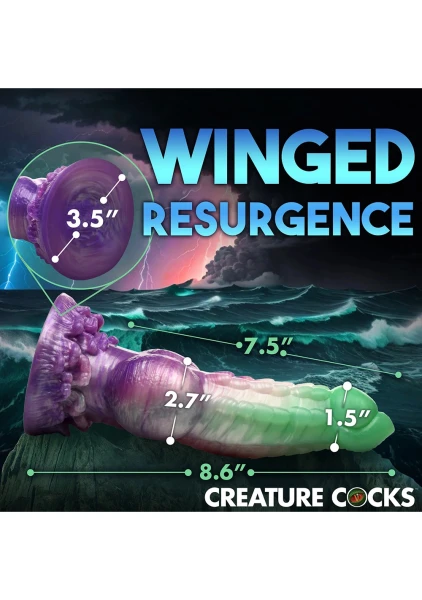 Aqua Phoenix 8.5" Silicone Suction Cup Dildo By Creature Cocks