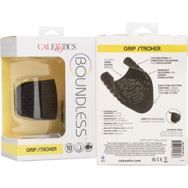 Boundless Grip Silicone Stroker Pulsating Penis Masturbator By CalExotics - Black
