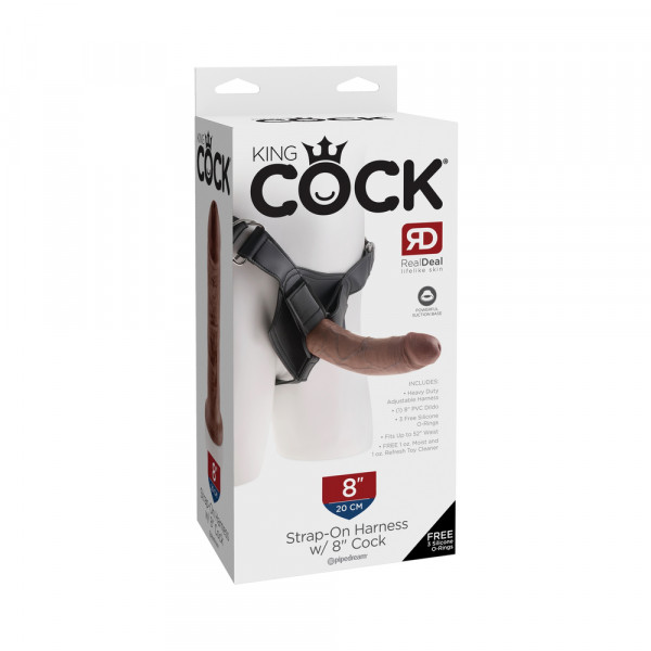 King Cock Strap On Harness 8 inches Dildo