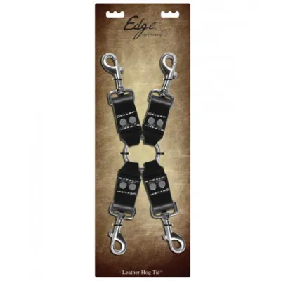 Edge Leather 4 Point Hog Tie Black Leather
