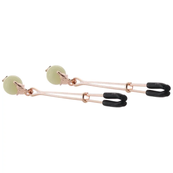 Bound Adjustable G1 Glow In The Dark Nipple Clamps by NS Novelties - Rose Gold
