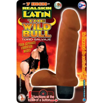 Real Skin Latin The Wild Bull Vibrator Waterproof 7 Inch Flesh