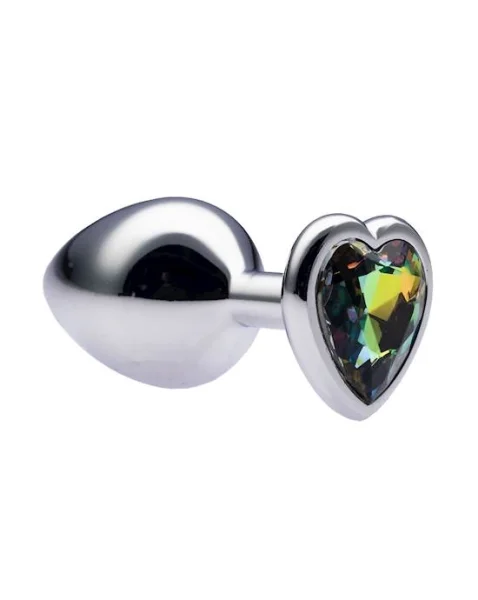 Kink Range Alloy Love Heart Gemmed Butt Plug - 3.2 Inch - Medium