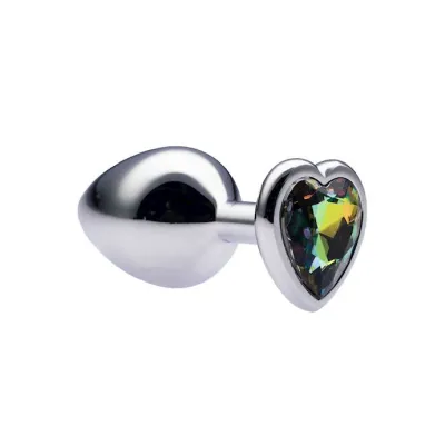 Kink Range Alloy Love Heart Gemmed Butt Plug 3 2 Inch Medium