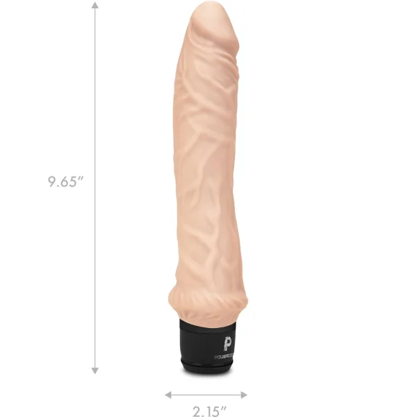Powercocks Girthy Realistic Silicone Waterproof Rechargeable 8" Vibrator - Vanilla