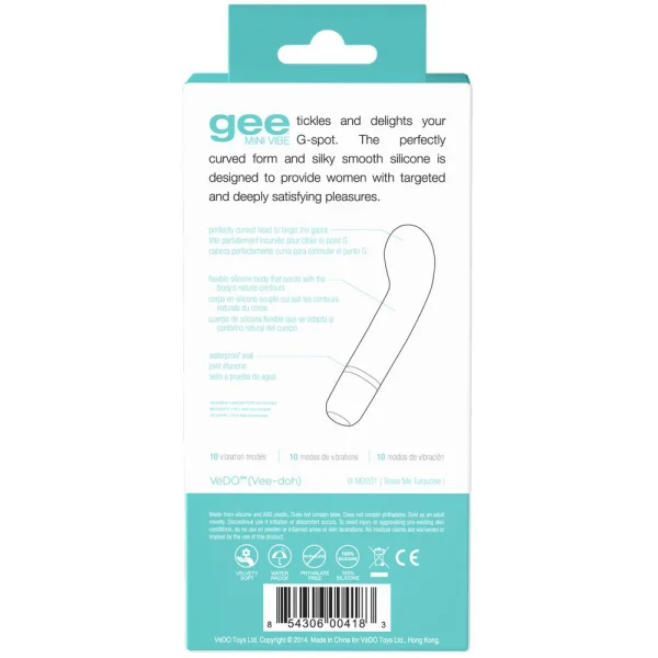 VeDO 'Gee' Mini G-Spot Rechargeable Waterproof Vibrator - Turquoise