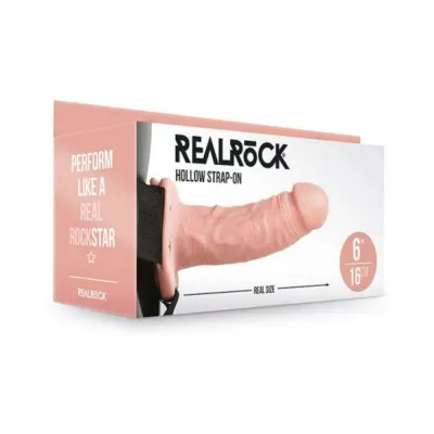 Realrock Hollow Strap on Without Balls 6 In Vanilla