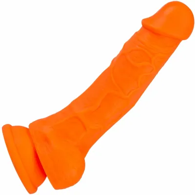 Neo Elite 7 5 Inch Dual Density Realistic Silicone Dildo With Balls by Blush Neon Orange