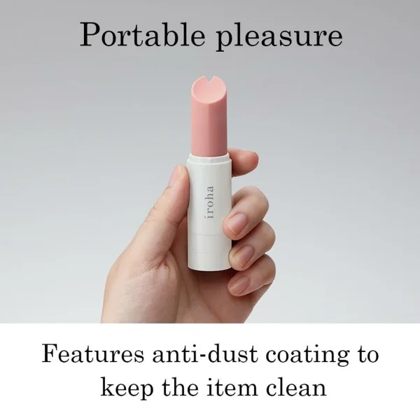 Iroha Stick Silicone Waterproof Lipstick Vibrator - Pink & White