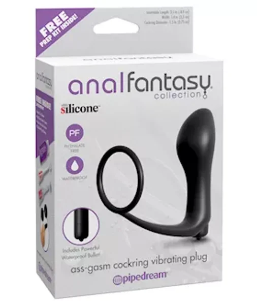 Anal Fantasy Collection Ass-gasm Cockring Vibrating Plug - Black — image 8 of 8