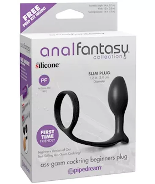 Anal Fantasy Collection Ass-gasm Cockring Beginners Butt Plug - Black — image 12 of 12