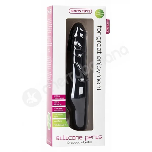 Shots Toys Black Silicone Penis Vibrator