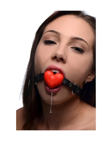 Heart Beat Silicone Heart Shaped Mouth Gag Red