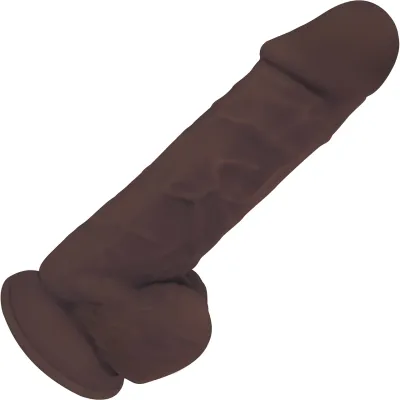 FleshStixxx 8 Inch Silicone Bendable Dildo With Balls Chocolate
